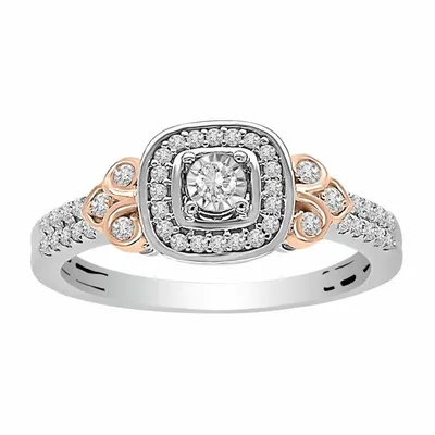 LADIES ENGAGEMENT RING 1/4 CT ROUND DIAMOND 10K WHITE/ROSE GOLD