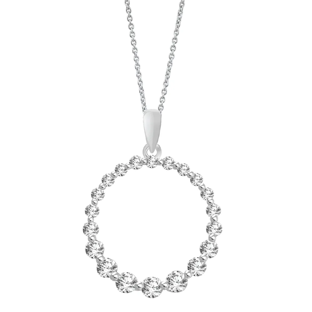 LADIES PENDANT WITH CHAIN / CT ROUND DIAMOND 14K WHITE GOLD