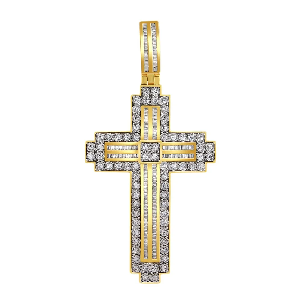 MEN’S CROSS 1 1/2 CT ROUND DIAMOND 10K YELLOW GOLD