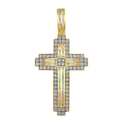 MEN’S CROSS 1 1/2 CT ROUND DIAMOND 10K YELLOW GOLD