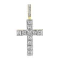 MEN’S CROSS 1 1/4 CT ROUND DIAMOND 10K YELLOW GOLD