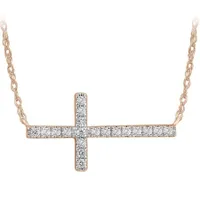 LADIES NECKLACE 1/10 CT ROUND DIAMOND 10K ROSE GOLD