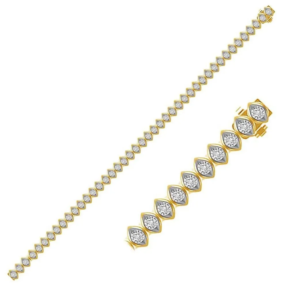 LADIES BRACELET 1 CT ROUND DIAMOND 10K YELLOW GOLD