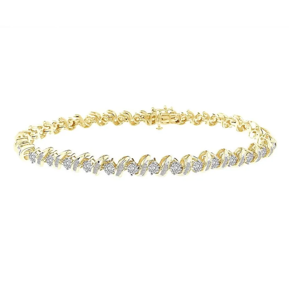 LADIES BRACELET 1 CT ROUND DIAMOND 10K WHITE GOLD