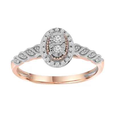 LADIES RING 1/10 CT ROUND DIAMOND 10K ROSE GOLD