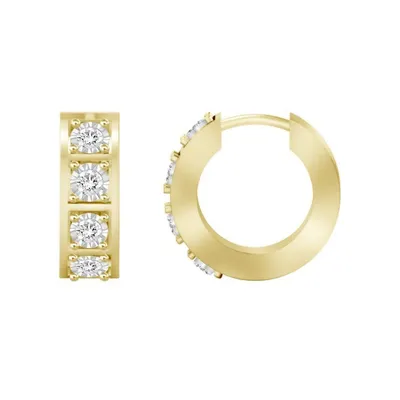 MEN’S HOOP 1/4 CT ROUND DIAMOND 10K YELLOW GOLD