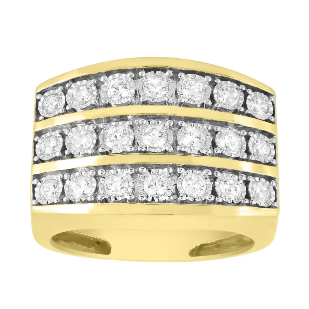 MEN’S RING 1 CT ROUND DIAMOND 10K YELLOW GOLD