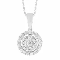 LADIES PENDANT 1/2 ROUND DIAMOND 10K WHITE GOLD