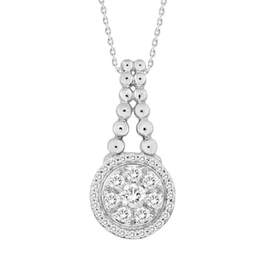 LADIES PENDANT 1/4 CT ROUND DIAMOND 14K WHITE GOLD