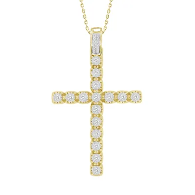 MEN’S CROSS 2 5/8 CT ROUND DIAMOND 10K YELLOW GOLD