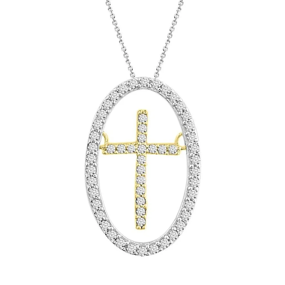 LADIES PENDANT 1/5 CT ROUND DIAMOND 10K WHITE / YELLOW GOLD