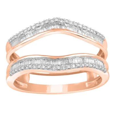 LADIES WRAPS & ENHANCERS 1/4 CT ROUND/BAGUETTE DIAMOND 10K ROSE GOLD