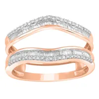 LADIES WRAPS & ENHANCERS 1/4 CT ROUND/BAGUETTE DIAMOND 10K ROSE GOLD