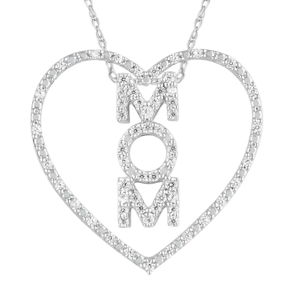 LADIES PENDANT 1/4 ROUND DIAMOND 10K WHITE GOLD