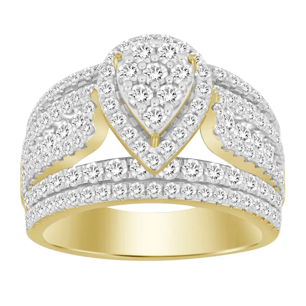 LADIES RING 2 CT ROUND DIAMOND 10K YELLOW GOLD