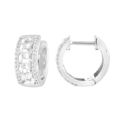 MEN’S EARRING 1/5 CT ROUND DIAMOND 10K WHITE GOLD