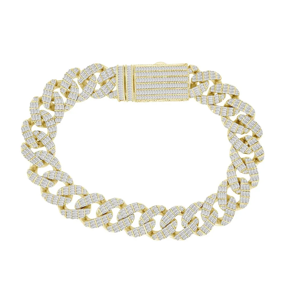 MEN’S BRACELET 7 1/2 CT ROUND DIAMOND 10K YELLOW GOLD