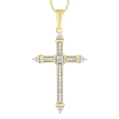 MEN’S CROSS 1/6 CT ROUND DIAMOND 10K YELLOW GOLD