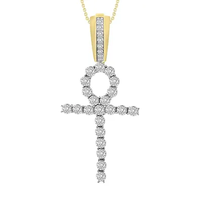 MEN’S CROSS 1 CT ROUND DIAMOND 10K YELLOW GOLD