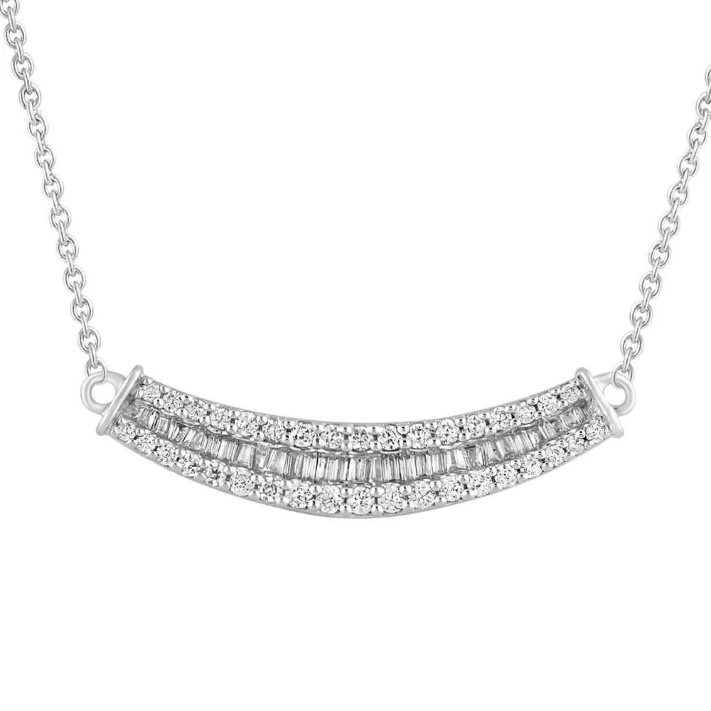 LADIES NECKLACE / CT ROUND/BAGUETTE DIAMOND 10K GOLD