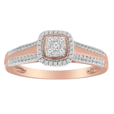 LADIES BRIDAL RING 1/4 CT ROUND DIAMOND 10K ROSE GOLD