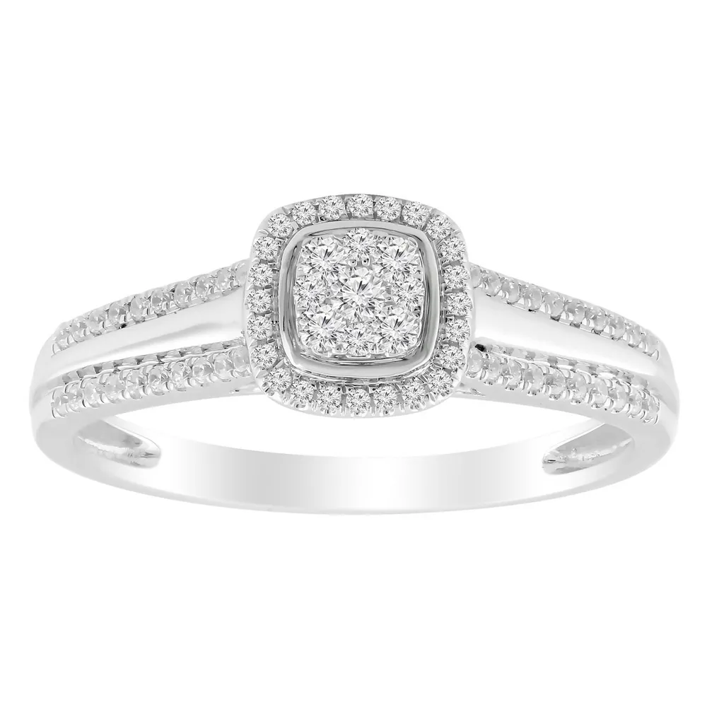 LADIES BRIDAL RING 1/4 CT ROUND DIAMOND 10K WHITE GOLD