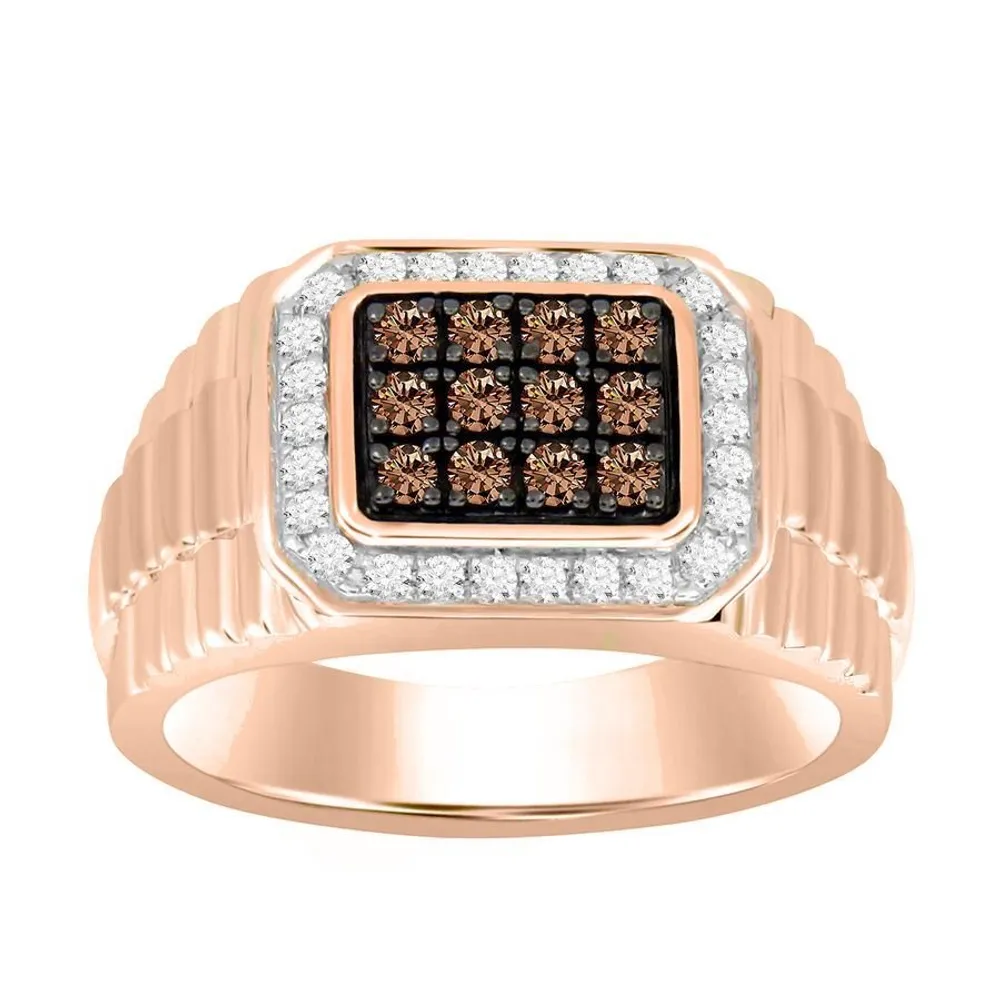 MEN’S RING 1/2 CT WHITE/CHOCOLATE ROUND DIAMOND 10K  ROSE  GOLD