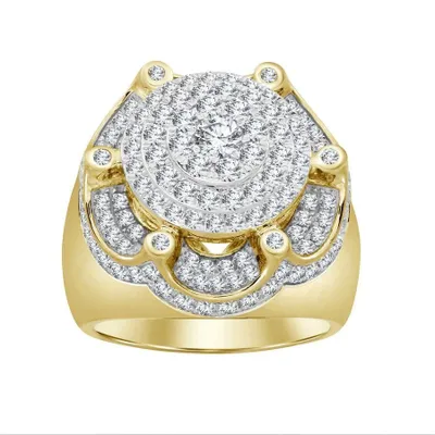 2.65CT RD DIAMONDS SET IN 10KT YELLOW GOLD MENS RING