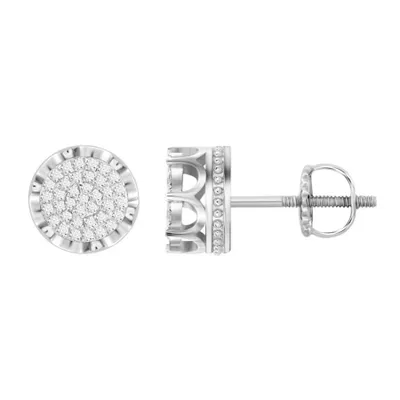 0.25CT RD DIAMONDS SET IN SS WHITE GOLD MENS EARRING