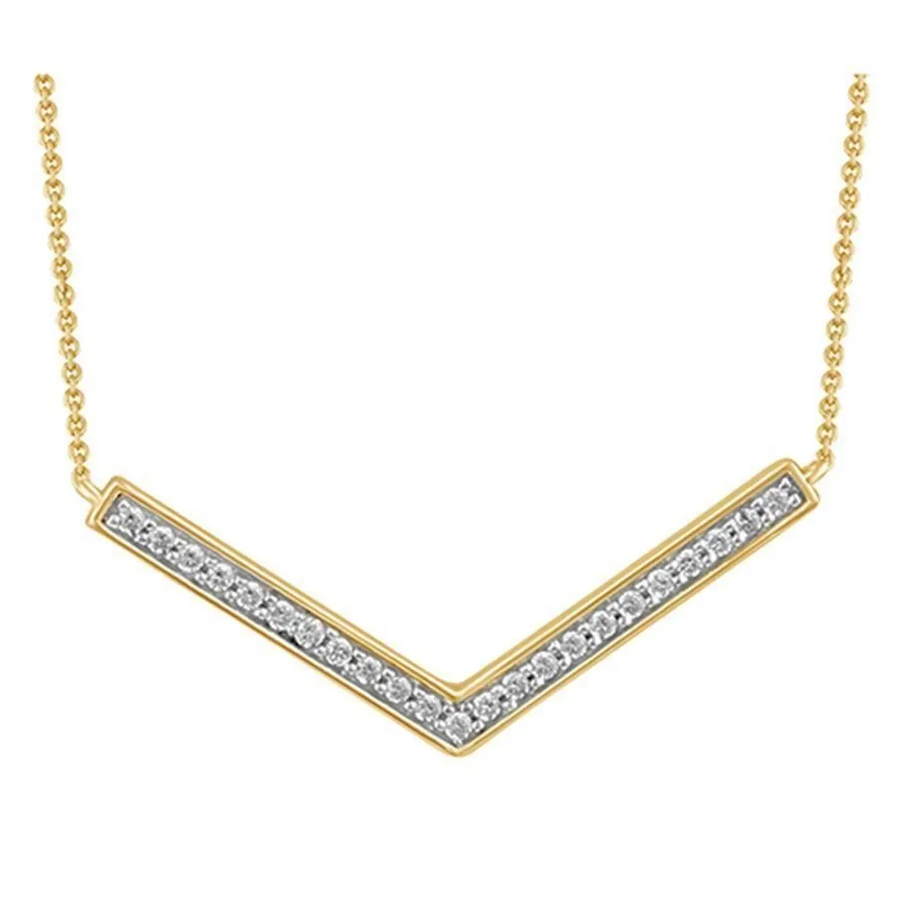 0.10CT RD DIAMONDS SET IN 10KT YELLOW GOLD LADIES NECKLACE