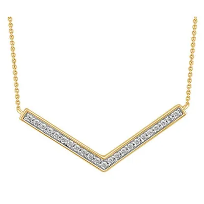 0.10CT RD DIAMONDS SET IN 10KT YELLOW GOLD LADIES NECKLACE