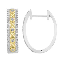 LADIES EARRING 1/2 CT ROUND DIAMOND 10K WHITE/YELLOW GOLD