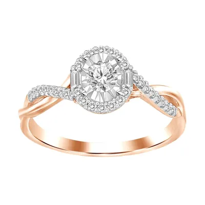 LADIES RING 1/4 CT ROUND DIAMOND 10K ROSE GOLD