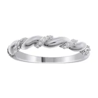 LADIES STACKABLE BAND 1/ CT ROUND DIAMOND 10K WHITE GOLD