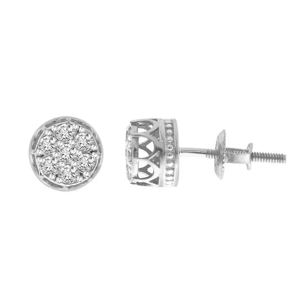 LADIES EARRING 1/6 CT ROUND DIAMOND 10K WHITE GOLD