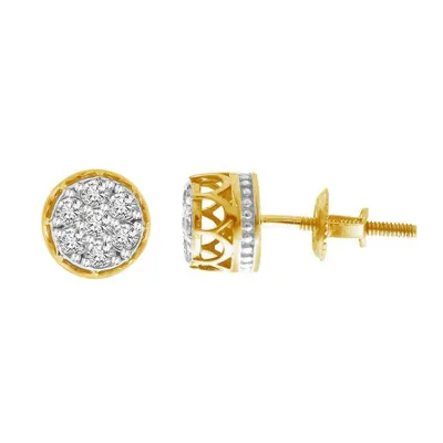 LADIES EARRING 1/6 CT ROUND DIAMOND 10K YELLOW GOLD