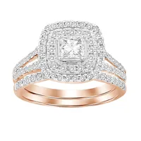 LADIES BRIDAL RING SET CT ROUND/PRINCESS DIAMOND 14K GOLD