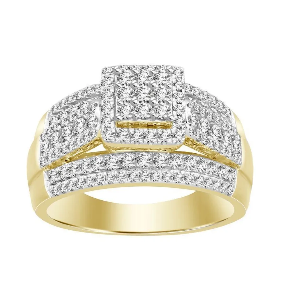 LADIES RING 1 CT ROUND DIAMOND 10K YELLOW GOLD