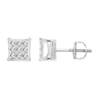 MEN’S DIAMOND EARRINGS 1/4 CT ROUND DIAMOND 10K WHITE GOLD