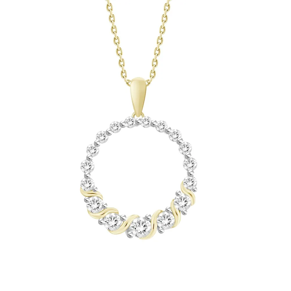 LADIES PENDANT 1/2 CT ROUND DIAMOND 10K YELLOW GOLD