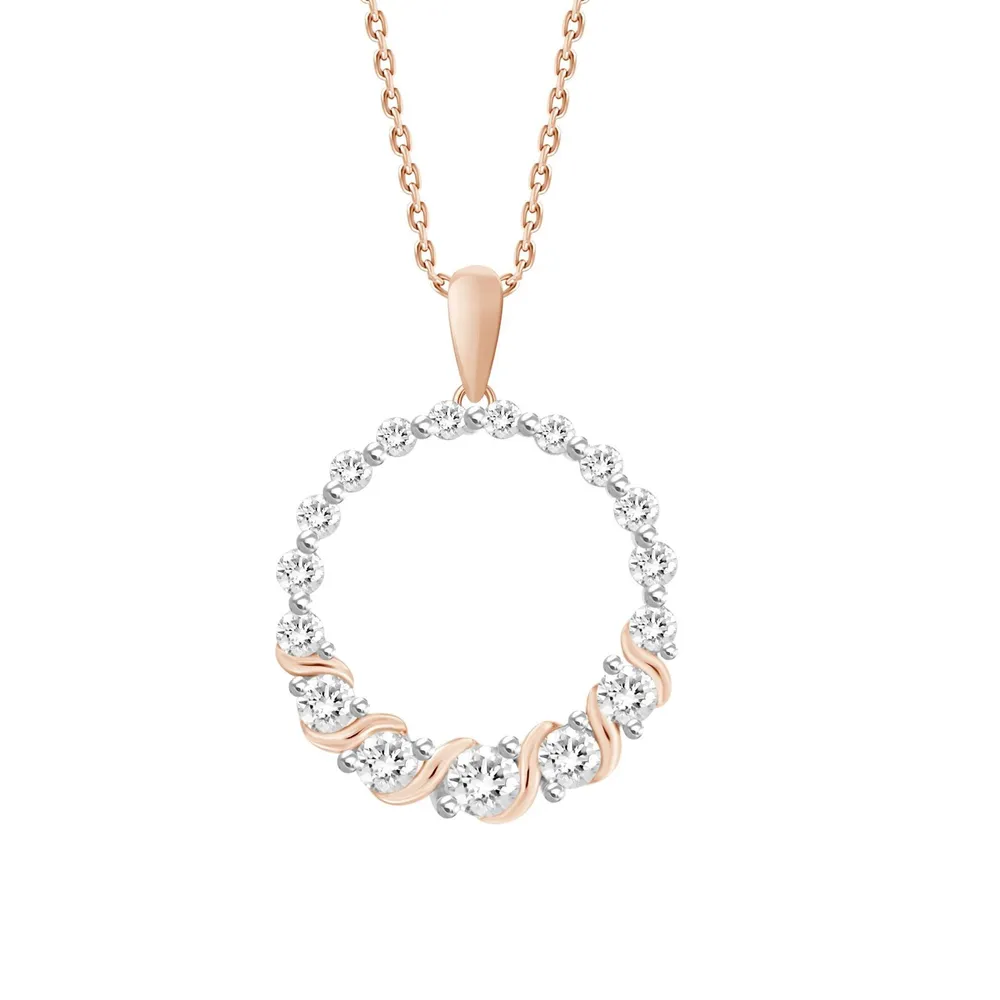 LADIES PENDANT 1/2 CT ROUND DIAMOND 10K ROSE GOLD