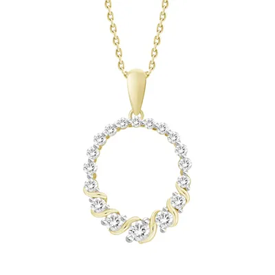 LADIES PENDANT 1/2 CT ROUND DIAMOND 10K YELLOW GOLD