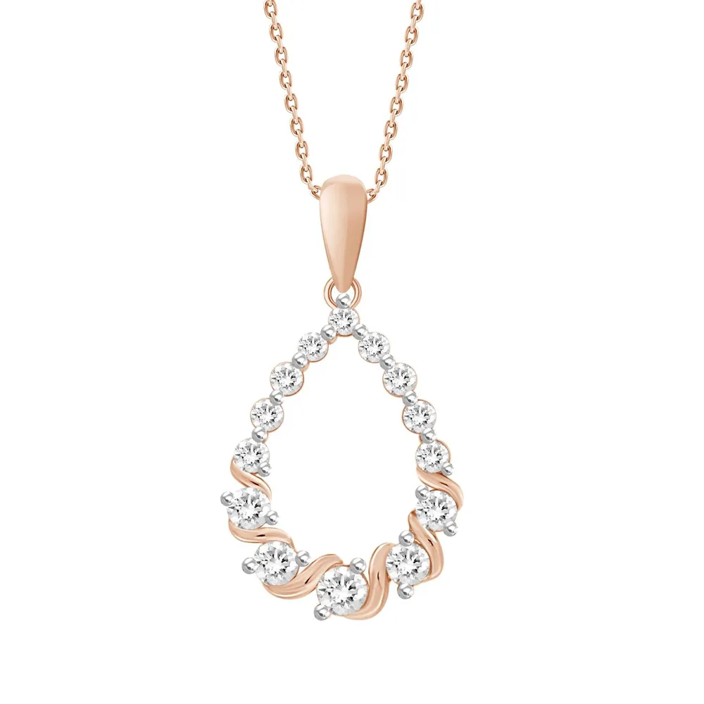 LADIES PENDANT 1/2 CT ROUND DIAMOND 10K ROSE GOLD