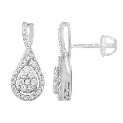 LADIES EARRING 1/3 CT ROUND DIAMOND 10K WHITE GOLD