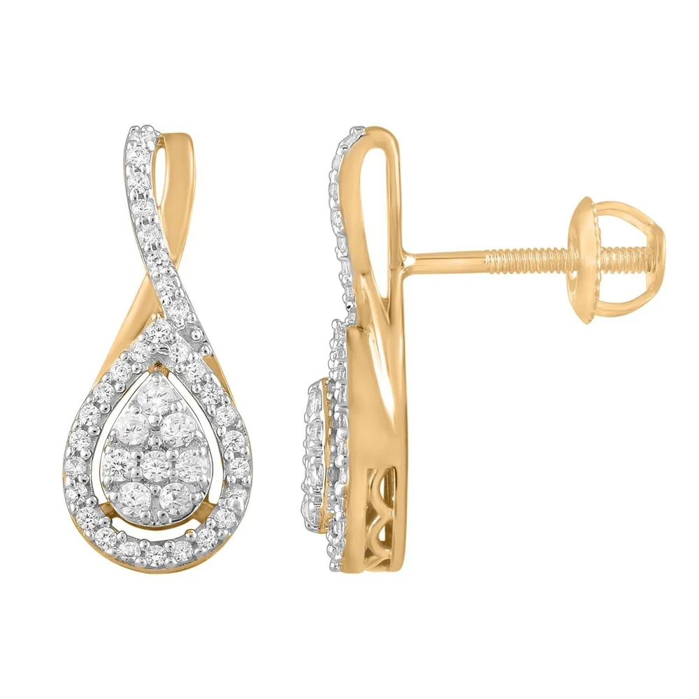 LADIES EARRING 1/3 CT ROUND DIAMOND 10K ROSE GOLD