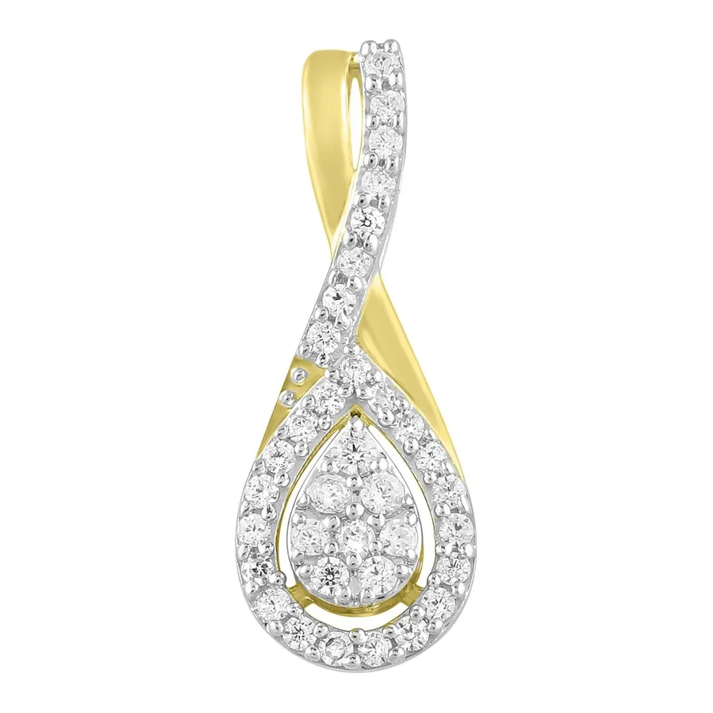 LADIES PENDANT 1/5 CT ROUND DIAMOND 10K YELLOW GOLD