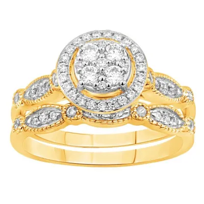 LADIES BRIDAL RING 1/2 CT ROUND DIAMOND 14K YELLOW GOLD