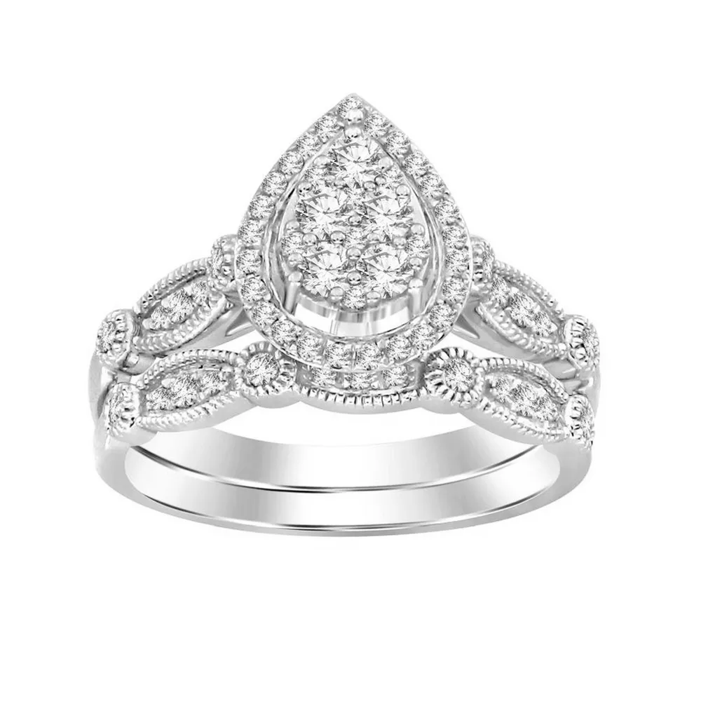 LADIES BRIDAL RING 1/2 CT ROUND DIAMOND 14K WHITE GOLD