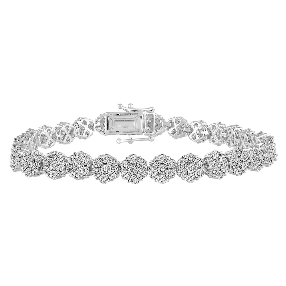 LADIES BRACELET 5 CT ROUND DIAMOND 10K WHITE GOLD