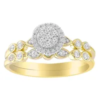 LADIES BRIDAL RING SET 1/4 CT ROUND DIAMOND 10K YELLOW GOLD